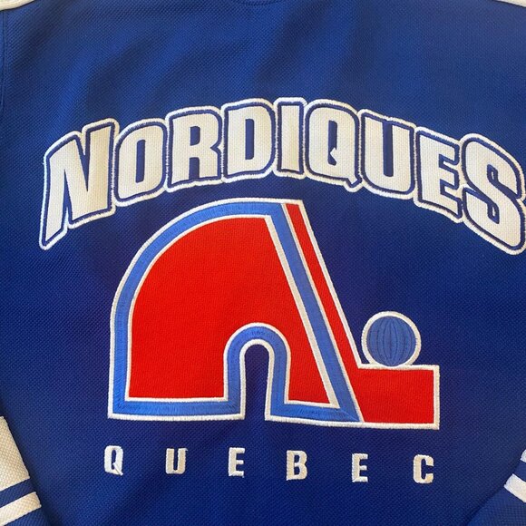 Quebec Nordiques Home Jersey Spellout Embroidered Youth XL NHL Hockey Mens Small - Picture 2 of 6